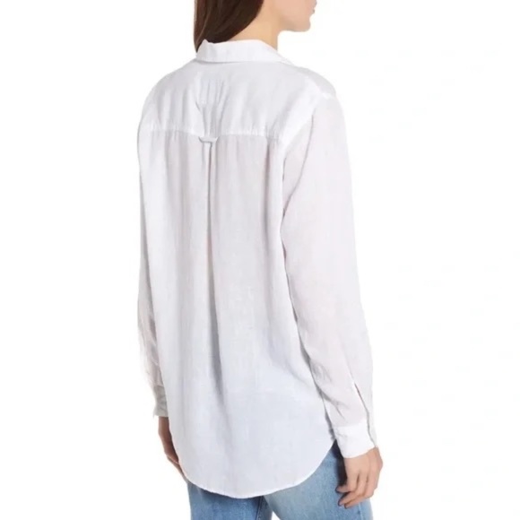 Rails Matea White Linen Lace Up Blouse White 35020 - Picture 3 of 15
